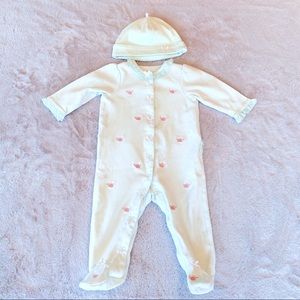 Little Me Baby Girl Footed One Piece Romper Hat 9M